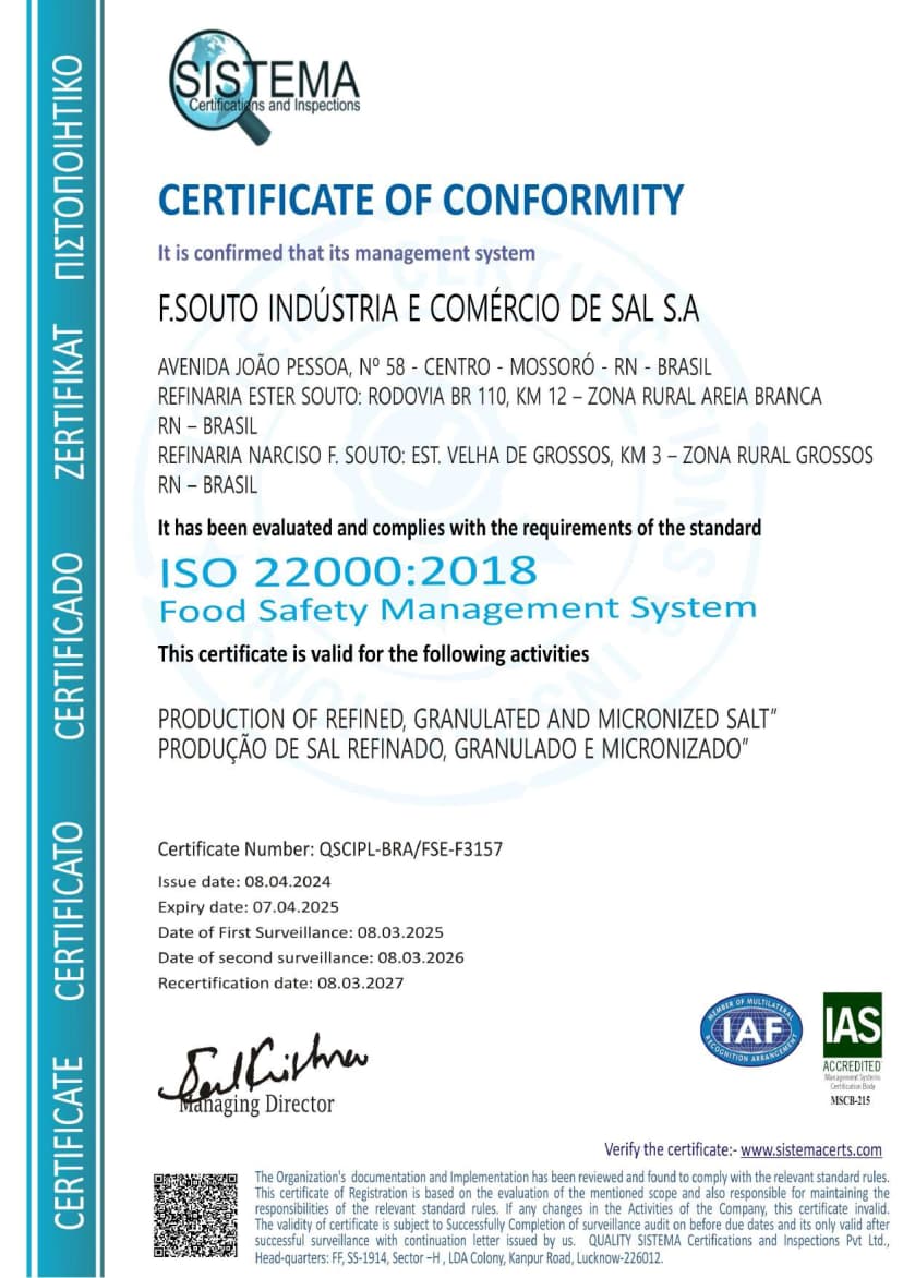 Certificado ISO 22000